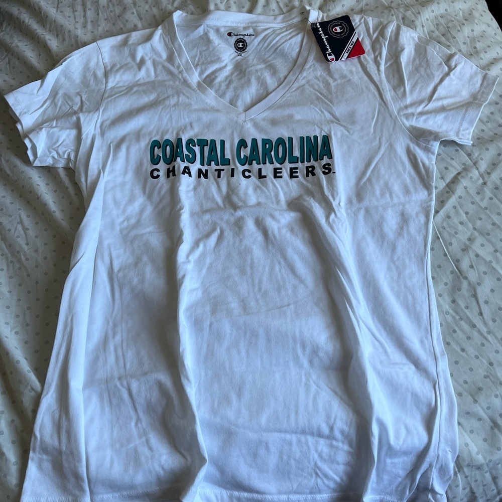 Brand new Coastal Carolina Chanticleers  V neck T shirt , 2xl runs small white